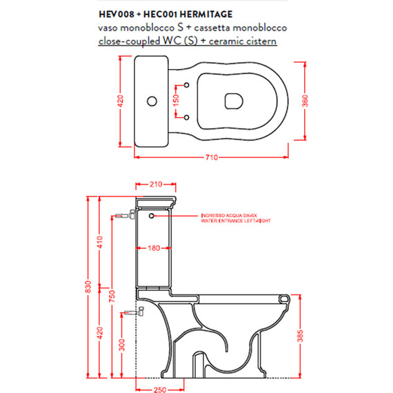 Унитаз-компакт вертикальный слив ArtCeram Hermitage HEV008 01 00 bi - фото 3