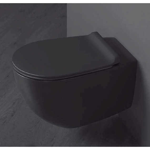 Унитаз подвесной безободковый Simas Vignoni VI18nero bril, Цвет производителя: чёрный - фото 2