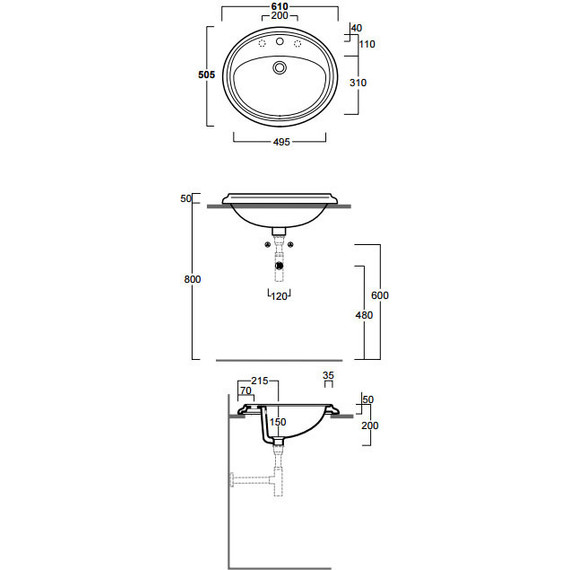 Раковина врезная на столешницу Simas Arcade 60 см AR859bi*3 - фото 2