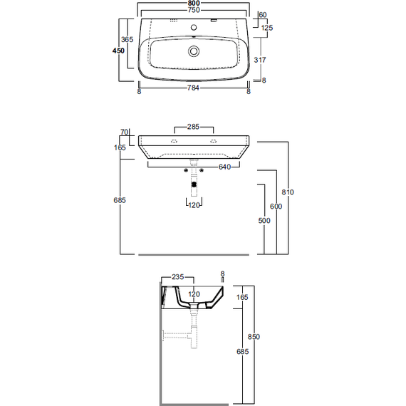 Раковина подвесная Simas Baden Baden 80 см BB12bi*1 - фото 5