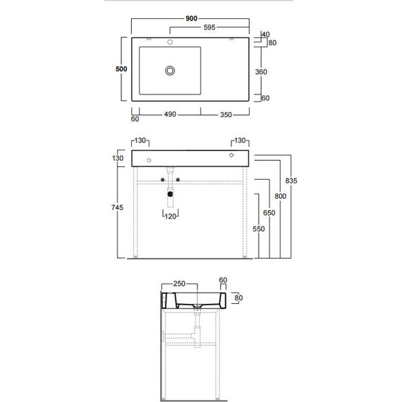 Раковина с консолью Simas Frozen 90 см FZ11bi*1 - фото 3