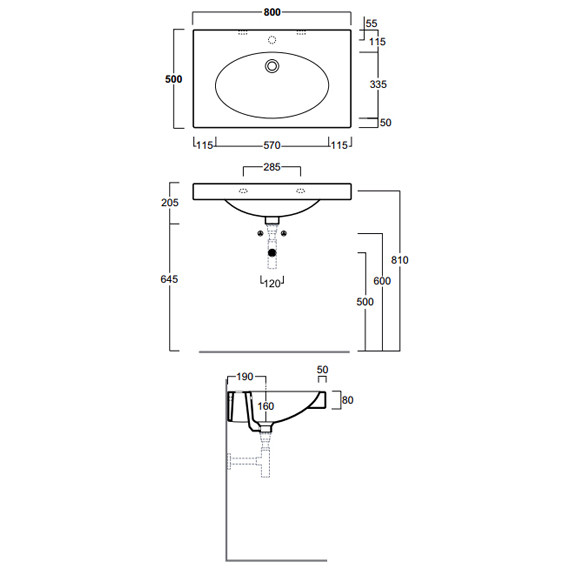 Раковина подвесная Simas Lft Spazio 80 см LFT44nero*1 - фото 3