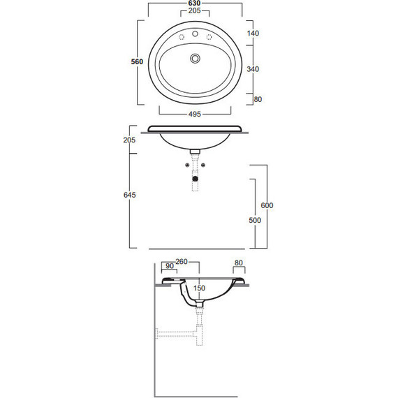 Раковина врезная на столешницу Simas Top e lavabi d'arredo 65 см S51 bi*1 - фото 3