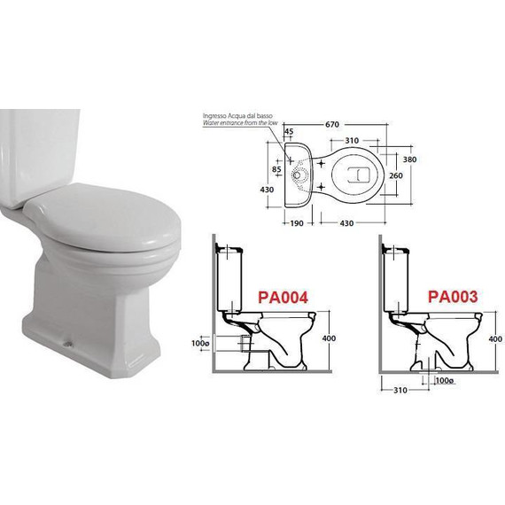 Унитаз-компакт слив горизонтальный Globo Paestum PA004.BI - фото 8