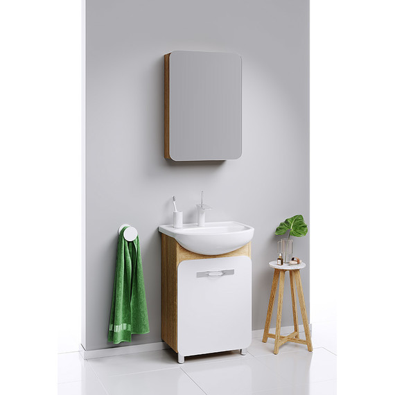 Тумба напольная с раковиной Aqwella Вега 55 см Veg.01.05, дуб сонома - фото 3