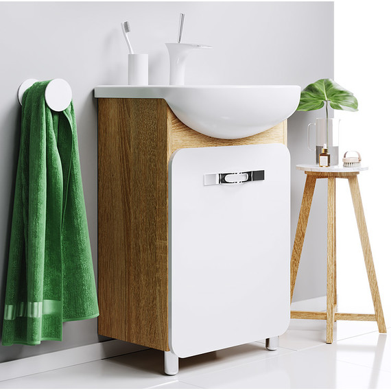 Тумба напольная с раковиной Aqwella Вега 55 см Veg.01.05, дуб сонома - фото 4