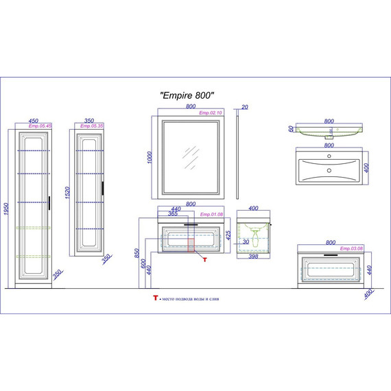 Тумба напольная Aqwella Империя 80 см Emp.03.08/W - фото 4