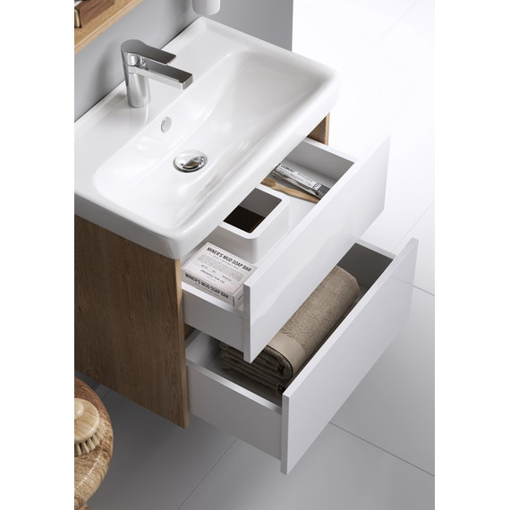 Тумба подвесная с раковиной Aqwella Сити 60 см CI0106DB, дуб балтийский, Цвет фасада: дуб балтийский - фото 5