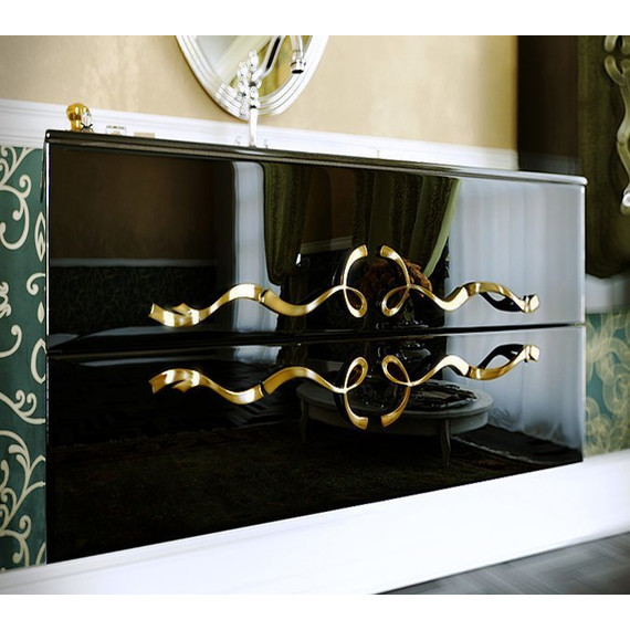 Тумба подвесная с раковиной Aqwella Clarberg Due amanti 120 см Due.01.12/BLK/GL, черный/золото - фото 2