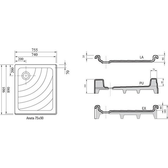 Поддон Ravak Kaskada Aneta 75х90 см Ex A003701320 - фото 2