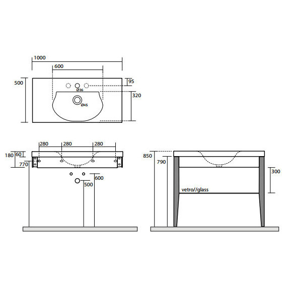 Раковина подвесная с консолью Kerasan Bentley 100 см 393101*1 - фото 5