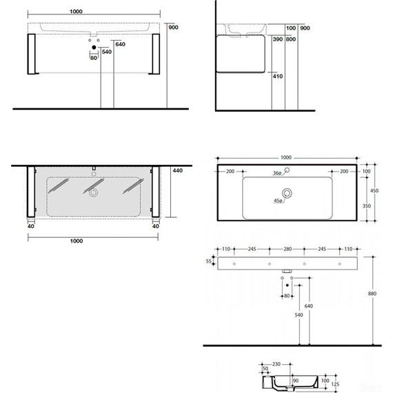 Раковина с консолью Kerasan Cento 100 см 355001*1 - фото 2