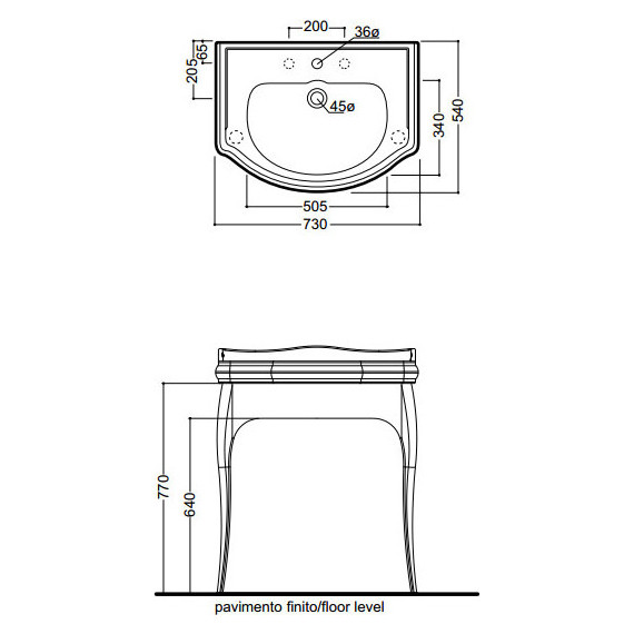 Раковина с консолью Kerasan Retro 75 см 104701*1 - фото 8