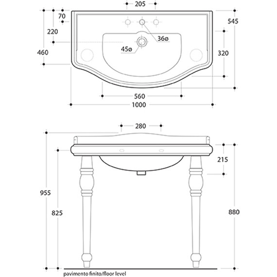 Раковина на ножках Kerasan Retro 100 см 105001*1 - фото 6