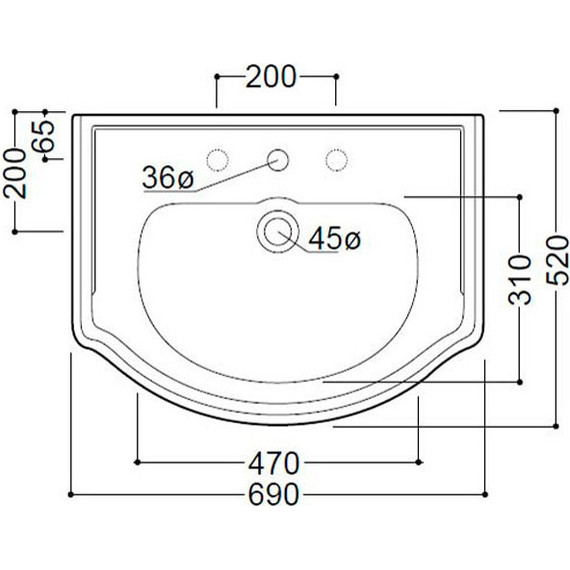 Раковина подвесная Kerasan Retro 70 см 104601*3 - фото 3