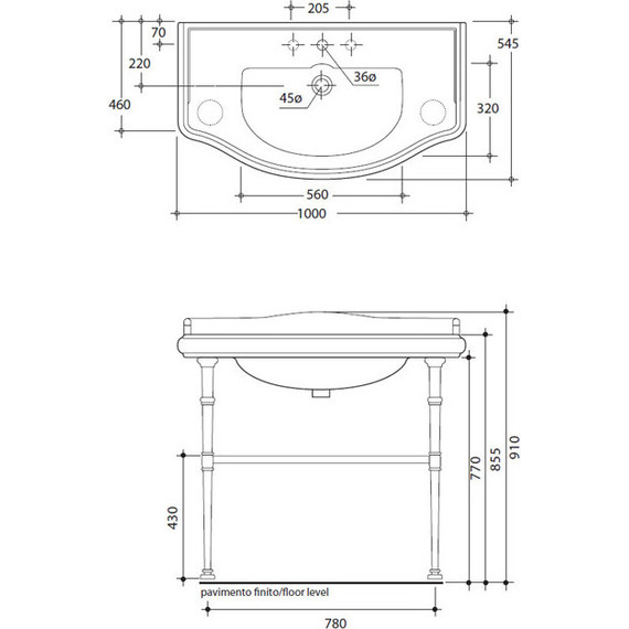 Раковина с консолью Kerasan Retro 100 см 105001*1 - фото 11