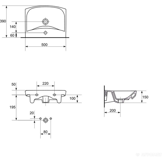 Раковина подвесная Cersanit Carina 50 см UM-CAR50/1 - фото 7