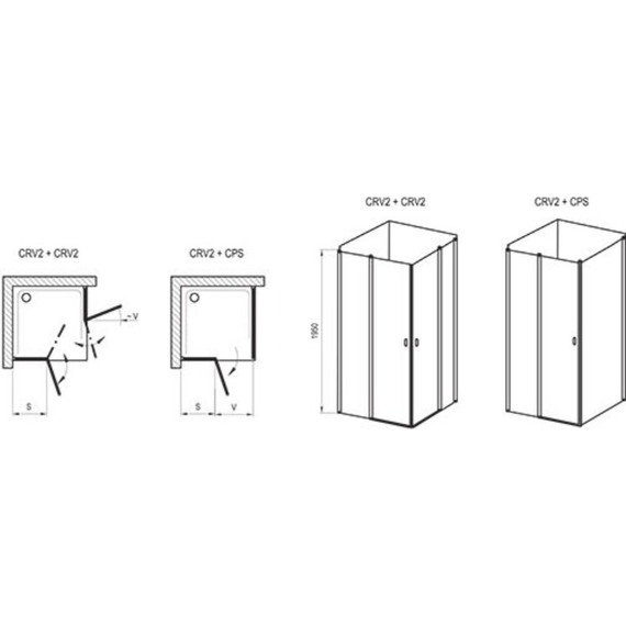 Душевое ограждение Ravak Chrome CRV2+CRV2 90x90 см 1QV70100Z1 белый/прозрачное - фото 4