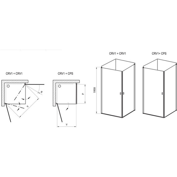 Душевое ограждение Ravak Chrome CRV1+CRV1 90x90 см 1QV70C01Z1 алюминий/прозрачное - фото 5