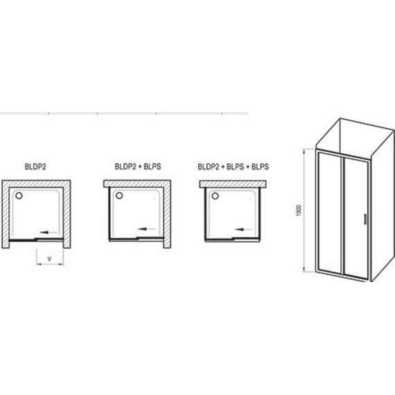Душевое ограждение Ravak Blix BLDP2+BLPS 100х90 см, сатин/прозрачное - фото 5