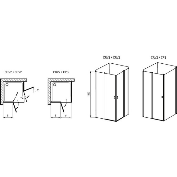 Душевое ограждение Ravak Chrome CRV2+CPS 100х90 см, алюминий/прозрачное - фото 5