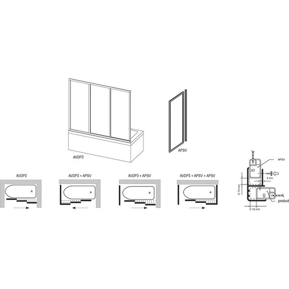 Торцевая шторка Ravak Supernova APSV 70 см 95010102Z1 белый/прозрачное - фото 3