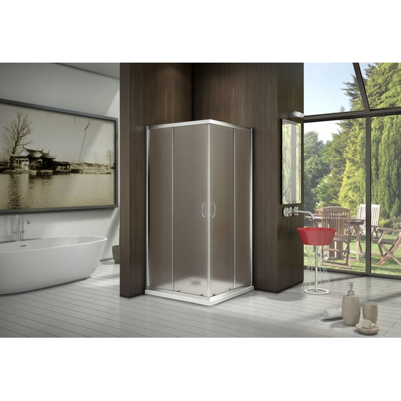Душевое ограждение Bas Latte CR-80-G-WE 80х80 см, алюминий/матовое - фото 2