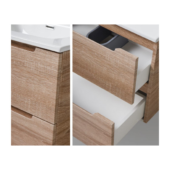 Тумба подвесная с раковиной BelBagno ETNA-600-2C-SO-WO-P 60 см, Rovere Bianco, Цвет фасада: Rovere Bianco - фото 4