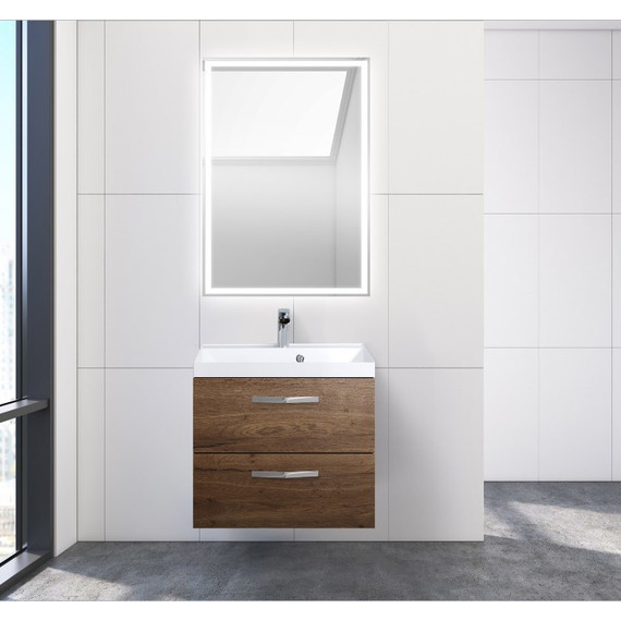 Тумба подвесная с раковиной BelBagno AURORA-600-2C-SO-RT 60 см, Rovere Tabacco, Цвет фасада: Rovere Tabacco - фото 2