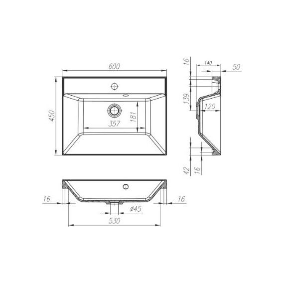 Тумба подвесная с раковиной BelBagno AURORA-600-2C-SO-PG 60 см, Pietra Grigio, Цвет фасада: Pietra Grigio - фото 9