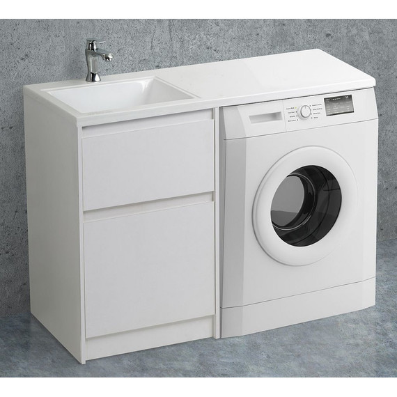 Тумба напольная с раковиной-столешницей BelBagno KRAFT-LVD-580/1200-2C-PIA-BO 120 см L, Bianco Opaco - фото 