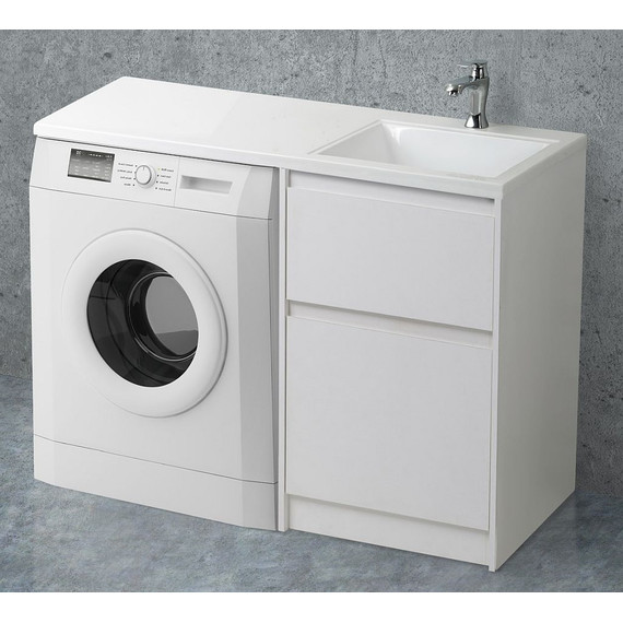Тумба напольная с раковиной-столешницей BelBagno KRAFT-LVD-580/1200-2C-PIA-BO 120 см R, Bianco Opaco - фото 