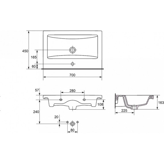 Тумба подвесная с раковиной Cersanit Lara 70 см 64135, 2 ящика, белый - фото 12