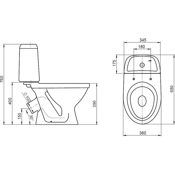 Унитаз-компакт Santeri Прайм 1.P205.4.S00.00B.F с крышкой полипропилен - фото 2
