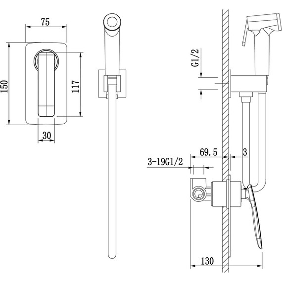 Набор для гигиенического душа Timo Helmi 4089/00-16SM, хром/белый - фото 4