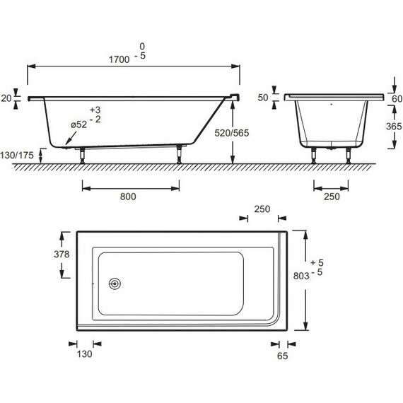 Ванна акриловая Jacob Delafon Formilia 170х80 см E6139L-00, Размер - мм: 1700х800 - фото 6