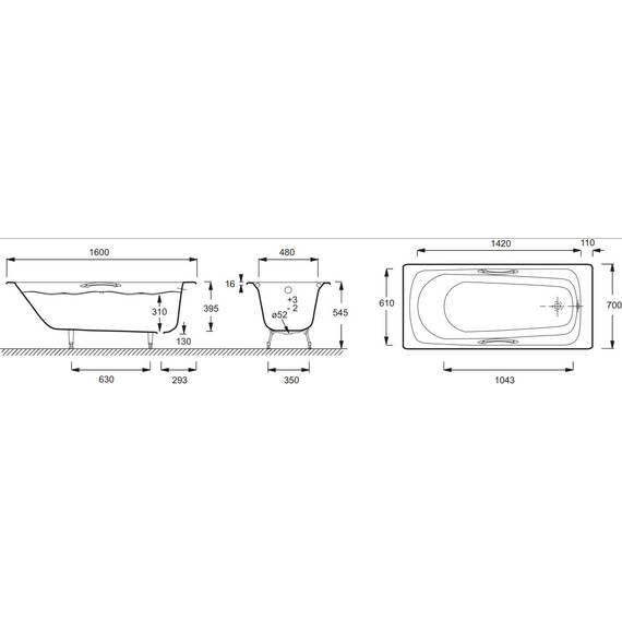 Ванна чугунная Jacob Delafon Melanie 160х70 см E2935-00 - фото 6