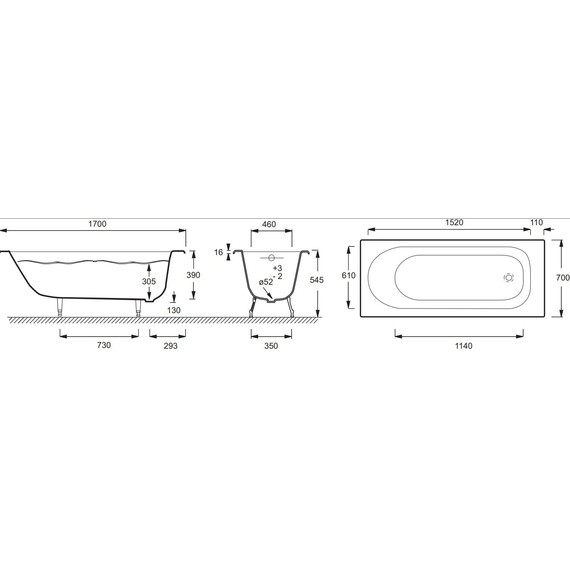 Ванна чугунная Jacob Delafon Soissons 170х70 см E2921-00 - фото 5