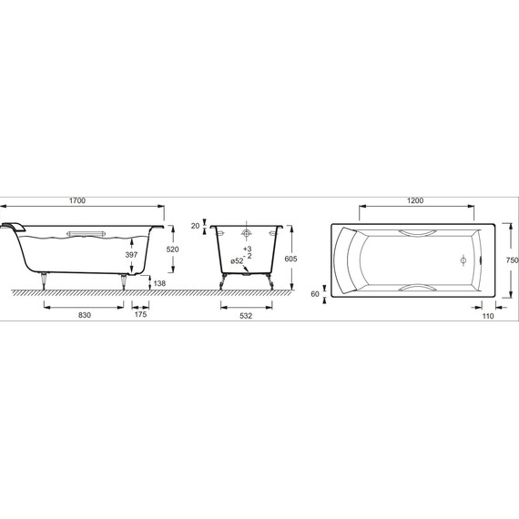 Ванна чугунная Jacob Delafon Biove 170х75 см E2938-00 - фото 6