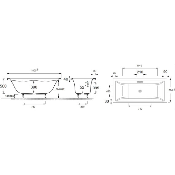 Ванна акриловая Jacob Delafon Evok 180х80 см E60269RU-00, Размер - мм: 1800х800 - фото 7