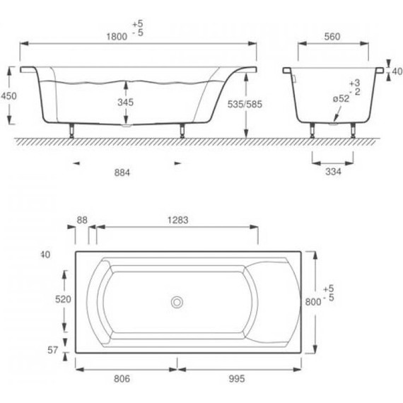 Ванна акриловая Jacob Delafon Ove 180х80 см E60143RU-00, Размер - мм: 1800х800 - фото 6