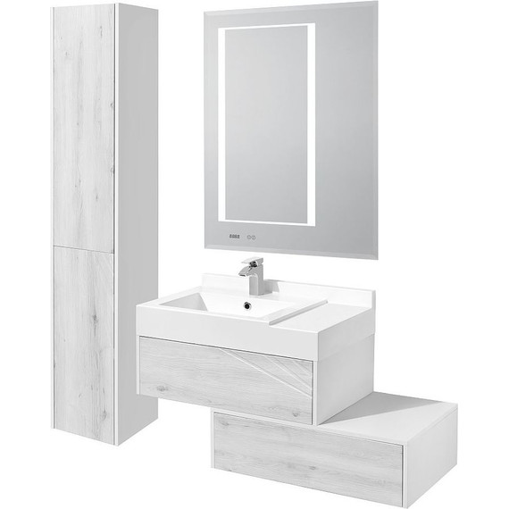 Тумба подвесная с раковиной Акватон Сакура 80 см 1A2364K1SKW80, белый/ольха наварра - фото 5