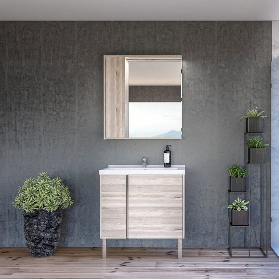 Зеркало-шкаф Акватон Стоун 80 см 1A228302SX850, сосна арлингтон - фото 4