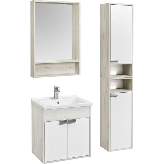 Тумба подвесная с раковиной Акватон Флай 60 см 1A2373K0FAX10, белый/дуб крафт - фото 6