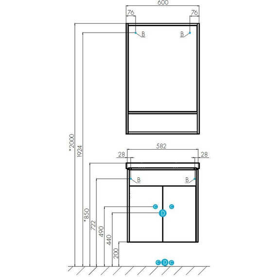 Тумба подвесная с раковиной Акватон Флай 60 см 1A2373K0FAX10, белый/дуб крафт - фото 9
