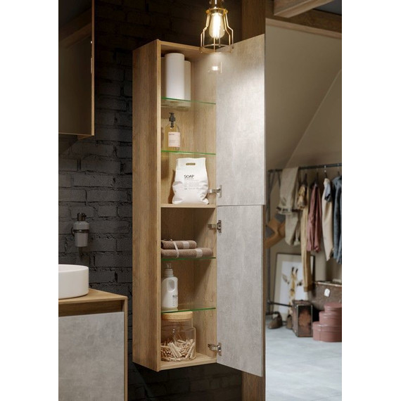 Пенал подвесной Aqwella 5 Stars Mobi 35 см MOB0535DB/MOB0735BS, дуб балтийский/бетон светлый - фото 4