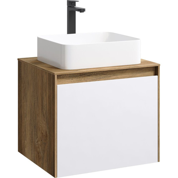 Тумба подвесная со столешницей Aqwella 5 Stars Mobi 60 см MOB0106DB/MOB0706W, дуб балтийский/белый - фото 