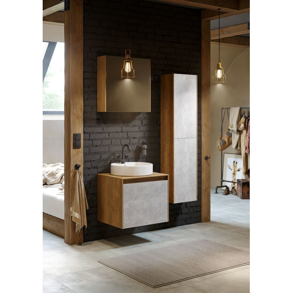 Тумба подвесная со столешницей Aqwella 5 Stars Mobi 60 см MOB0106DB/MOB0706BS, дуб балтийский/бетон светлый - фото 7