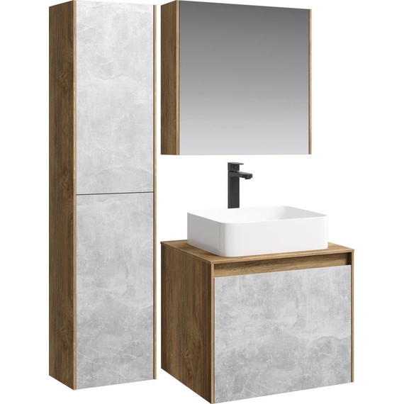 Тумба подвесная со столешницей Aqwella 5 Stars Mobi 60 см MOB0106DB/MOB0706BS, дуб балтийский/бетон светлый - фото 6