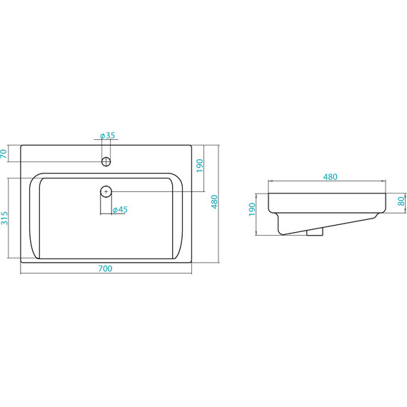 Тумба подвесная с раковиной Акватон Оптима 70 см 1A1241K1OP010, белый - фото 7